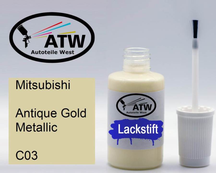 Mitsubishi, Antique Gold Metallic, C03: 20ml Lackstift, von ATW Autoteile West.